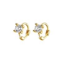 925 Silver Sparkling Zircon Round Mini Hoop Earrings For Women Classic Fine Jewelry Ear Bone Accessories