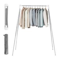 Collapsible Floor Stand Clothes Hanger Clothes Drying Rack Adjustable Angle Coat Hanger for Home Camping Travel Outdoor Storage