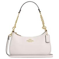 Coach Teri 25 Metalinis logotipas Užsegimas užtrauktuku Oda su grūdeliu Crossbody Tote krepšys Vidutinio dydžio Moteriškos rankinės Kreidinis baltas CV934-IMCHK Basic Set (Bag+Dust Bag)