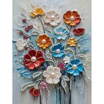30x40cm Flower Bed Pearl Painting Kit Frameless DIY Pearl Diamond Art for Adults & Beginners Handmade Gem Art Home Wall Decor & Gift Idea 30x40cm
