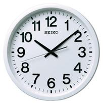 Seiko Clock Wall Office Satellite Radio GP202W Clock, Type, Large, Wave, Analog, White, balta