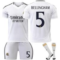 Real Madrid Bellingham Vaikų Futbolo Apranga Rinkinys Poliesteris Kvėpuojanti Greitai Džiūstanti 100-110cm Balta 100-110 cm balta