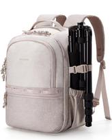 BAGSMART Kuprinė fotoaparatui DSLR SLR fotoaparatams su peties dirželiu Sony Canon Nikon Apsaugota nuo vagystės Kelioninė kuprinė L25.9W16H36CM smėlis