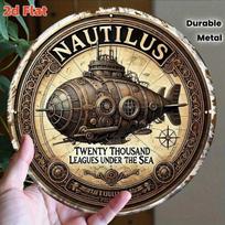Vintage Nautilus Submarine Metal Poster 20x20 cm Wall Art Home Decor