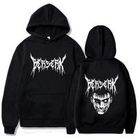 Japonijos anime Berserk Guts Harajuku Hoodies Megztiniai Gotikiniai rudens/žiemos megztiniai Madingi ilgomis rankovėmis Vyriški juodi megztiniai L