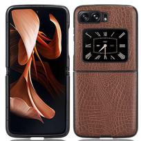 Neslystanti krokodilo odos telefono dėklas, skirtas Motorola Moto Razr 2022 5g, plonas madingas dangtelis, skirtas Moto Razr3 Razr 3 dėklams for MOTO RAZR 2022 ruda