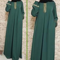 Nauja madinga musulmonų suknelė Prašmatni moteriška Kaftan Abaya Liekno formos musulmonų vakarėliui skirta suknelė Kaftan Abaya Jilbab Islamic Musulmon Party M žalia