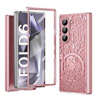 Elektrolitiniu būdu padengtas plastikinis telefono dėklas Samsung Galaxy Z Fold 6 5 4 3 Fold6 Fold5 Fold4 Fold3 5G kietas apvalkalas su apsauga vyriams Galaxy Z Fold3 rožinė