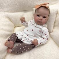 48cm Miela Bettie Bebe Reborn lėlė su nupieštais plaukais, minkštu audinio kūnu, aukštos kokybės, nupiešta su matomomis venomis, Reborn lėlė 48cm