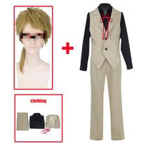 Anime Bungo Stray Dogs Doppo Kunikida Cosplay Costume Shirt Jacket Pants Outfit Halloween Christmas Clothes L-(Full set+wig)