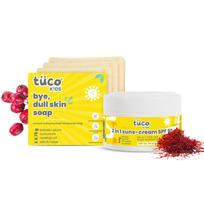Tuco Kids Handmade Soap (75gx3) & Saffron Face Cream & Sunscreen (50g), Everyday Use for Ages 3+ Kids, Paraben & Sulphate Free - (Combo Pack of 4)