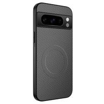Magnetic Wireless Charging Phone Case For Google Pixel 7 8 Pro 6A Lens Protection Matte Carbon Fiber Pattern Silicone Cover Case For Pixel 6 pilka spalva