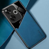 Odinės tekstūros dėklas Xiaomi Poco F6 Pro F5 5G X6 X5 M6 Pro 4G C65 dangtelis su magnetiniu laikikliu automobiliui Coque Fundas Capa For Poco F6 mėlyna