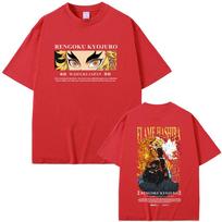 Anime Demon Slayer T-shirt Rengoku Kyoujurou Eyes Graphic T Shirts Unisex Unisex Fashion Casual Tshirt Male Soft Cotton Short Sleeve S