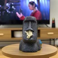Creative Moai Tissue Box Easter Island Stone Figure Napkin Holder Funny Resin Paper Case for Living Room Dining Table tamsiai pilka spalva