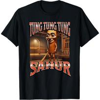 Tung Tung Sahur Funny Italian Brainrot Meme Graphic T-Shirt S juoda