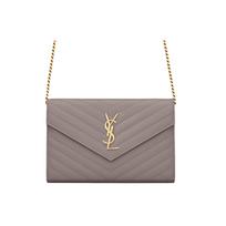 Saint Laurent Ysl Monogram Gold Logo Quilted Grainy Embossed Leather Chain Wallet Shoulder Bag Women bags 377828-BOW0J-1202 Box(Basic Set+Box)