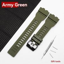 Mėlynas dervos dirželis Casio 5554GBA-800GBA-800-2GBD-800 GMA-B800 serijoms 16mm apyrankė Vandeniui atsparus sportinis guminis laikrodžio dirželis 16mm žalia