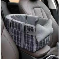 Front Seat Pet Car Bed, Console Cushion for Small Dogs Cats, Travel Safety Hammock Mat gray