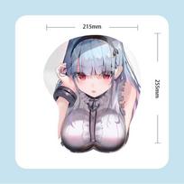 Žavingas dvimatis 3D krūtinės anime pelės kilimėlis su minkštu ergonomišku dizainu Wristband