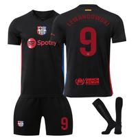 Barselona Lewandowski 2425 Futbolo Džersio Rinkinys Juodas, Gerbėjų Edition Futbolo Uniforma, Treniruočių Komplektas Suaugusiems ir Vaikams 110-120 CM juoda