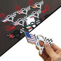 Automobilio lipdukas 3D metalinis Nacionalinė vėliava Lenktynių vėliava Emblema Ženklelis Lipdukai Automobilio Automobilio stilius D sidabras