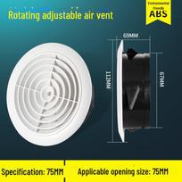 ABS apskrito sklendės ventiliacijos anga su tinkliniu dangteliu šviežio oro ir išmetimo kanalų sistemoms Rotation 75mm