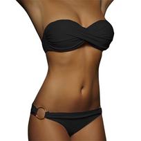 Seksualus žalias maudymosi kostiumas bikini be petnešėlių Brazilijos maudymosi kostiumas Moteriški vasaros paplūdimio drabužiai Moteriškas push-up Seksualus dviejų dalių bikini rinkinys S juoda