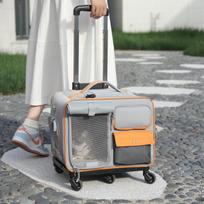 Nešiojama katės ir mažo šuns kelioninė kuprinė: Lauko sulankstomas naminių gyvūnų vežimėlis Trolley Bag
