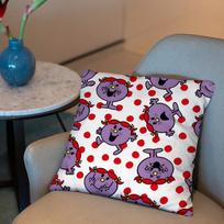 Mr. Men and Little Miss Cushion Cover 2-in-1 Reversible Plush Pillow Cover | Car/Sofa/Bed | Perfect Gift 12x12Inch