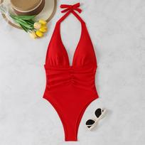 Women's Casual One-piece Swimming Suit M raudona