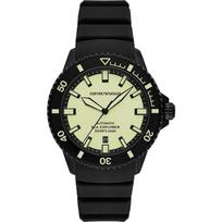 Emporio Armani Sea Explorer Glow Juodo Silikono Vyriškas Automatinis Nardymo Laikrodis AR60085 juoda