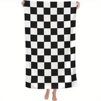 Quick-Dry Beach Towel Black White Checkered Soft Absorbent Microfiber for Pool Beach Camping Travel Large Bath Towel W40*H60(CM)