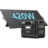 Portable Power Station - FOSSIBOT - F2400 - 2048Wh - 2400W - LiFePO4 with 420W solar panel juoda