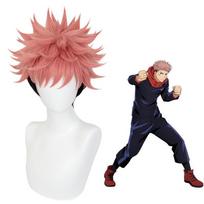 Yuji Itadori / Ryomen Sukuna Cosplay perukas, rožinės ir juodos spalvos gradientas, karščiui atsparus sintetiškas plaukas, skirtas Jujutsu Kaisen vaidmenų žaidimui brown