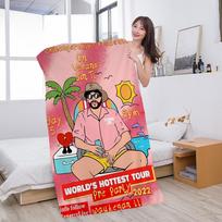 Bad Bunny Un Verano Sin Ti Beach Towels Shower Towel Sauna Travel Spa Microfiber Quick Dry Gym Accessories Cute Room Decor W30*H60(CM)