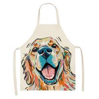 Namai Mielas Šuo Virtuvės Prijuostės Moterims Berankovės Medvilnės Lino Prijuostės Namų Gaminimui Kepimui Seilinukai Valymo Įrankiai Delantal Cocina 47x38cm