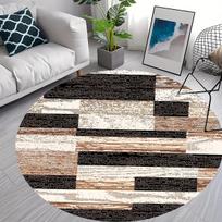 1Pcs Luxurious Geometric Stripe Pattern Round Area Rug Indoor Non-Slip Washable Fiber Carpet Soft Comfortable Mat For Bedroom Living Room 60X60cm