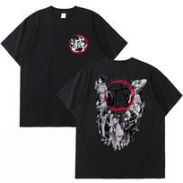 Klasikiniai anime „Demon Slayer Rengoku Kyoujurou“ marškinėliai „Kimetsu No Yaiba Graph Print“ marškinėliai Unisex laisvalaikio medvilniniai marškinėliai Unisex moterims 2XL