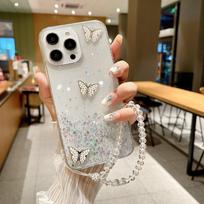 iPhone Žvaigždėto dangaus dėklas Madingas žvaigždėto dangaus drugelio telefono dangtelis iPhone 11 balta