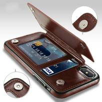Retro PU Leather Case Multi Card Holders Phone Cases  for IPhone X 6 6s 7 8 Plus iphoneX Cover iphone 7P/8P raudona