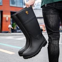 Anti Smashing Rain Boots Men's High Tube Water Boots Industrial Water Shoes Labor Insurance Industrial and Mining Construction Site Rain Boots 46