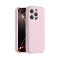 16-Button Magnetic Silicone Case for iPhone 15 Pro Max with Flush Lens Design 16 Pro nemagnetinė vyšninės rožinės spalvos
