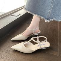 Naujos vasarinės moteriškos basutės smailiais pirštais, šlepetės, klumpės, moteriški elegantiški žemakulniai, šokėjų vakarėlio sandalai Zapatos Mujer 35 smėlis
