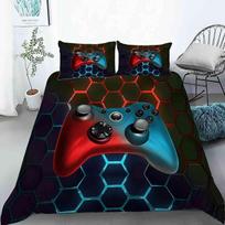 Gamepad Digital Printing Three-Piece Set, Home Textile Four-Piece Set, Quilt Cover, Bed Linen, Bedding cover 135 * 200 * 1 and 50 * 75 * 1