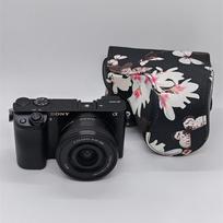 Flower PU Leather Camera Case Bag for Sony A6300 A6400 A6000 A6100 16-50mm Lens Full Body Cover With Strap juoda