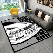 3D E36 lenktyninio automobilio motociklo kilimas kilimas svetainei miegamojo dekoras, vaikai žaidžia neslystantis dekoravimas sofai durų kilimėlis dovana 40x60cm( 15x23in )