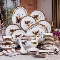 Jingdezhen keramikos 58 dalių rūmų puodo indų rinkinys