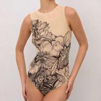 Women's Printed Swimsuit One-Piece Beach Swimsuit Bikini XL chaki