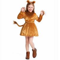 Vaikams Mergaitėms Gyvūnai Liūtas Suknelė Uodega Galvos Apdangalas Rinkiniai Helovinas Vaidmenų Žaidimai Persirengimas Cosplay Kostiumas XS ruda